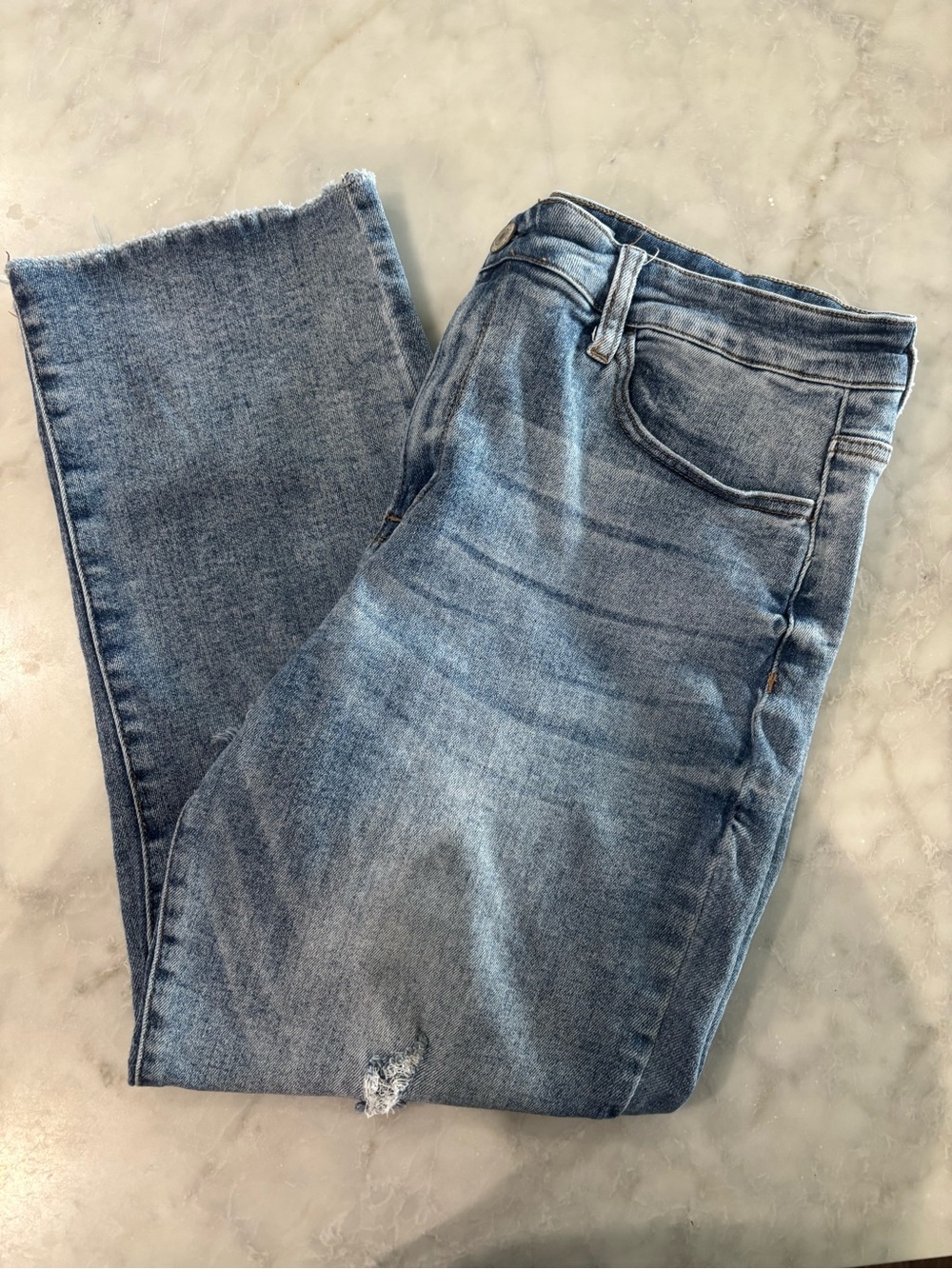 Vervet Women Classic Wide Leg Jeans Light Blue Wash Distressed V2369-P Size 16